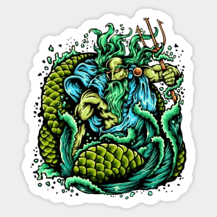 god ocean illustration Sticker